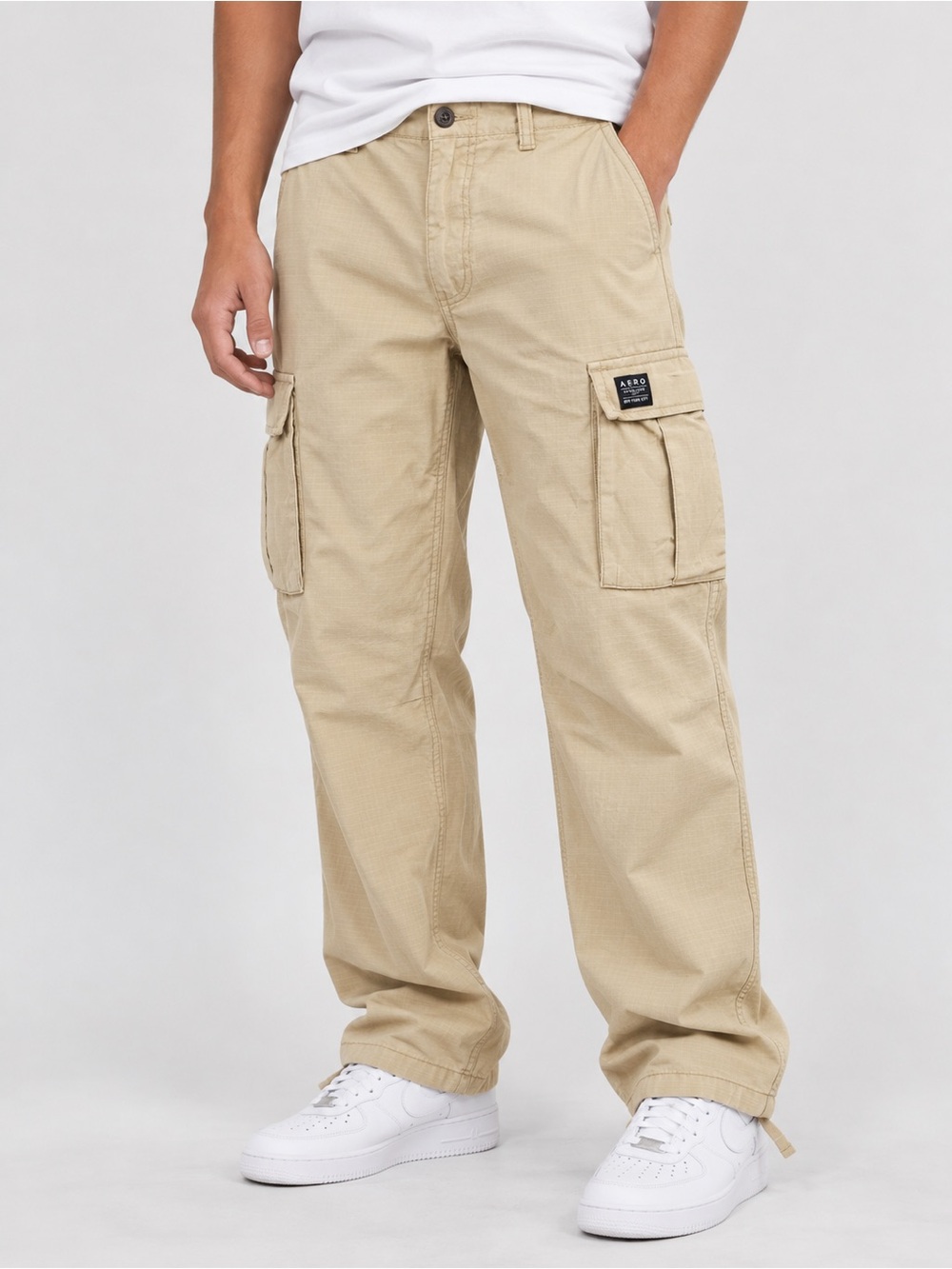 Aeropostale Men’s Relaxed Cargo Pants Khaki Ripstop 30x32